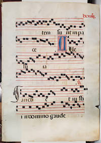 16th Century Manuscript Antiphonal Leaf with Initials on Vellum