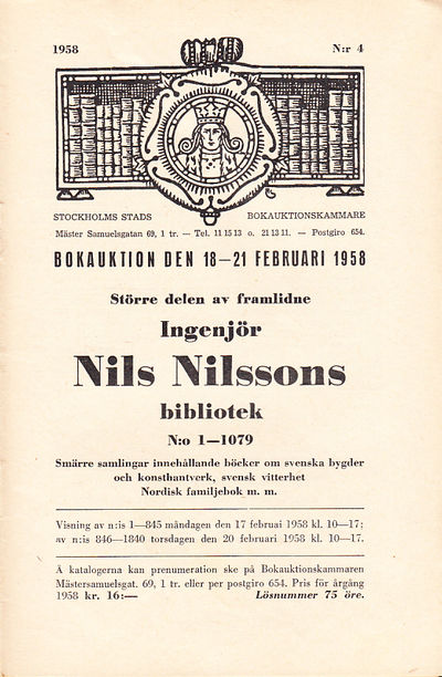 Bokauktion den 18-21 februari 1958. Större delen…