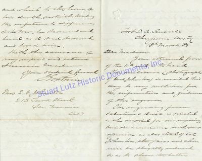 Captain George Price Writes To Widowed Wife Of Albert Johnston, A Famed Confederate Officer, About His Bust Engraving