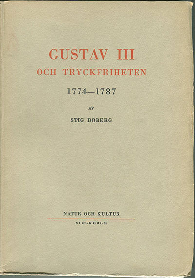 Gustav III och tryckfriheten 1774-1787. A.a.