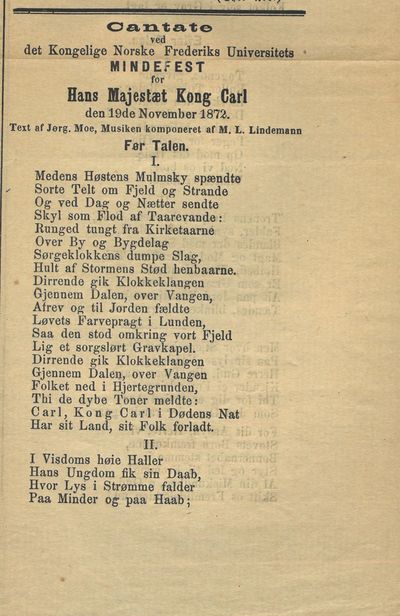 Cantate ved det Kongelige Norske Frederiks…