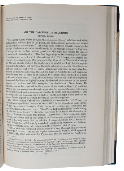 On The Calculus Of Relations (In: 