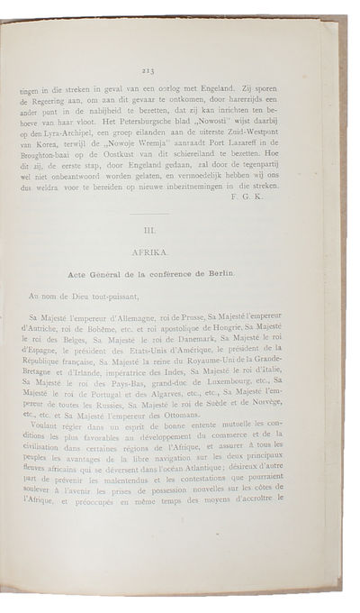 Acte Général de la conférence de Berlin. - [THE…