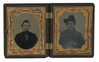 Pair of Ninth-Plate Tintype Portraits of Men Including a Union Soldier in a Union Case
