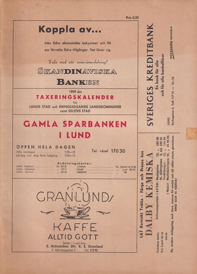 1959 års taxeringskalender för Lunds stad och…
