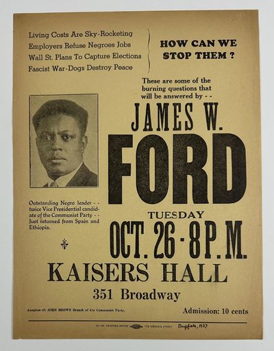 Living Costs Are Sky-Rocketing, Employers Refuses Negroes Jobs, Wall St. Plans to Capture Elections, Fascist War-Dogs Destroy Peace. How Can We Stop Them? These Are Some of the Burning Questions That Will Be Answered by James W. Ford...[caption title]