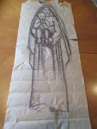 Original Drawing: Study For A Large Modernist Architectural Mural: Virgin Mary And Child