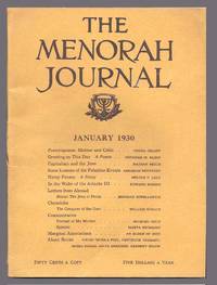 image of THE MENORAH JOURNAL. January 1930. Vol. XVIII, No. 1
