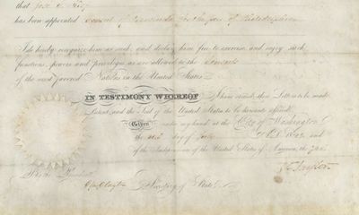 President Zachary Taylor Recognizes a Consul of Venezuela to the Port of Philadelphia