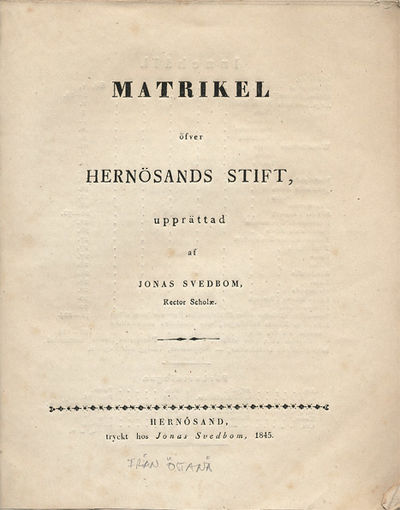Matrikel öfver Hernösands stift, upprättad.