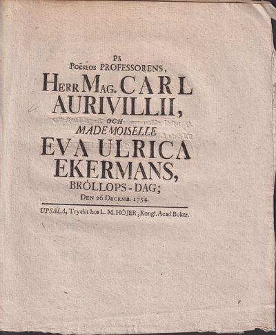 På Poëseos Professorens, Herr Mag. Carl…