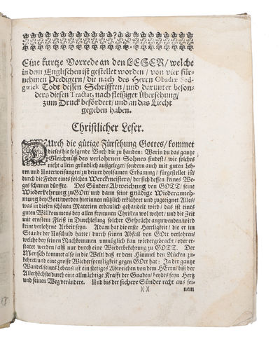 Buss- und Gnaden-Lehre Oder Der verlohrene und wiedergefundene Sohn. Aus dem Gleichnüss Luc. XV. v. 11. - - - 24. 3 parts. (photo 3)