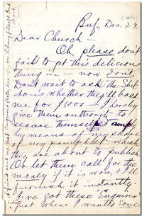 [Original Autograph Letter, Signed (&quot;Mark&quot;) To Willard Church] de Clemens, Samuel L - 23 December [1870].