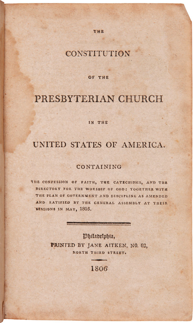 THE CONSTITUTION OF THE PRESBYTERIAN CHURCH IN THE