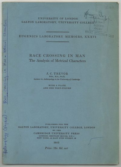 London: Galton Laboratory, University College by the Cambridge Universary Press, 1953. Softcover. Ve...
