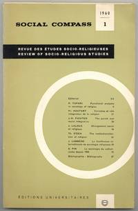Social Compass: Review of Socio-Religous Studies – (Vol. VII), Number I, 1960