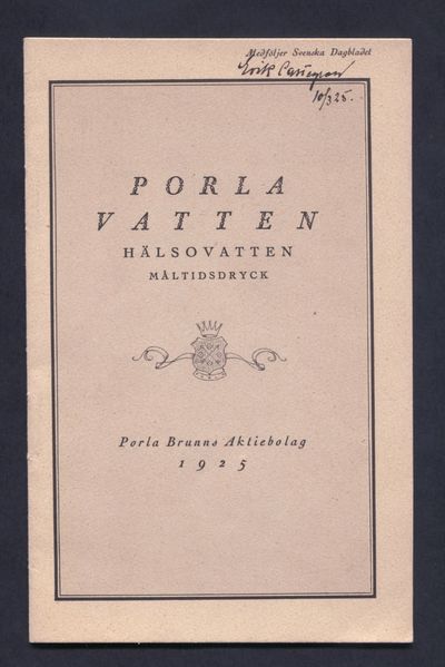 Porla vatten. Hälsovatten, måltidsdryck.