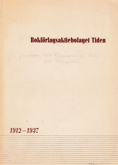 Bokförlagsaktiebolaget Tiden 1912-1937.