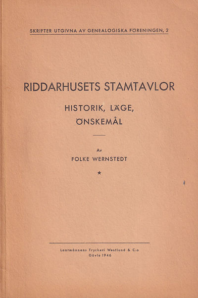 Riddarhusets stamtavlor. Historik, läge, önskemål.