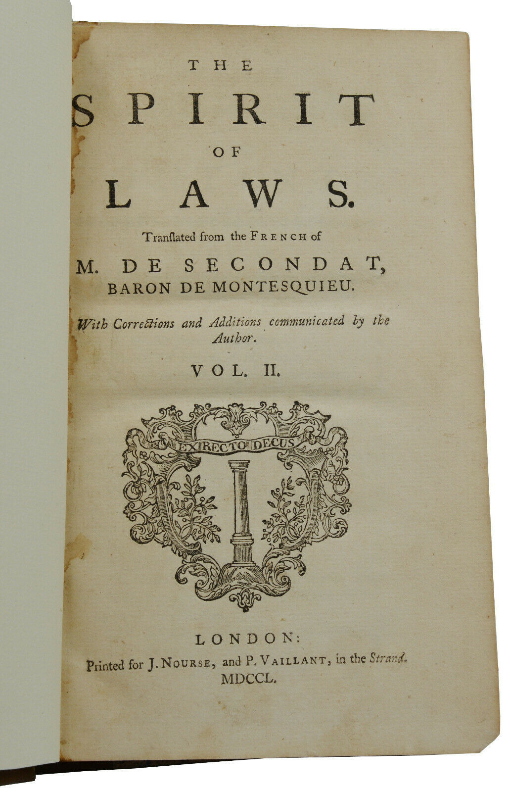 The Spirit of Laws by Montesquieu, Charles de Secondat, Baron de