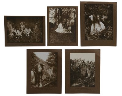 , 1920. A complete collection of five photographs of the Cottingley Fairies taken by Frances Griffit...