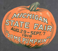 Die-cut paper decal in the shape of a pumpkin promotes Michigan State