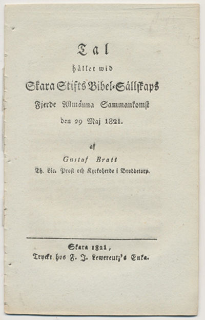 Tal hållet wid Skara stifts bibel-sällskaps…