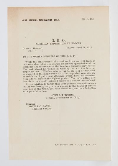 G.H.Q. American Expeditionary Forces. General Orders No. 73