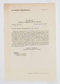 G.H.Q. American Expeditionary Forces. General Orders No. 73