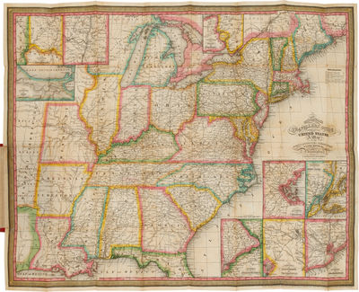 MITCHELL'S TRAVELLERS GUIDE THROUGH THE UNITED STATES. A MAP OF THE ROADS, DISTANCES, STEAM BOAT & CANAL ROUTES &c.