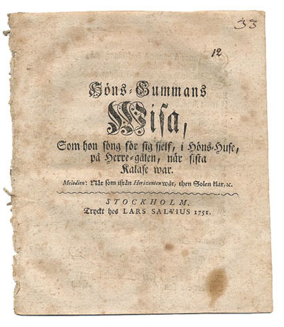 Höns-gummans wisa, som hon söng för sig sjelf, i…