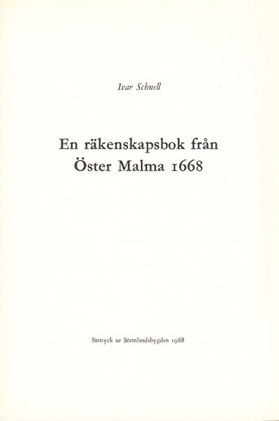 En räkenskapsbok från Öster Malma 1668 [=…