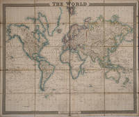 The World. Hand colored dissected map on linen