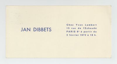 Exhibition postcard: Jan Dibbets (opens 3 February 1972)