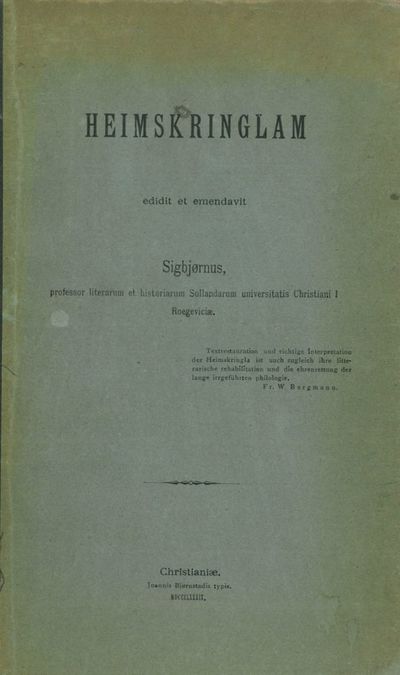 Heimskringlam edidit et emendavit Sigbjørnus,…