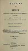 View Image 1 of 3 for Memoirs of Vidocq, Principal Agent of the French Police, until 1827; and Now Proprietor of the Paper... Inventory #55987