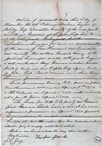 1873 HANDWRITTEN AGREEMENT BETWEEN ABRAHAM SNYDER OF MOUNT JOY TOWNSHIP AND BENJAMIN GERMAN OF RAPHO TOWNSHIP