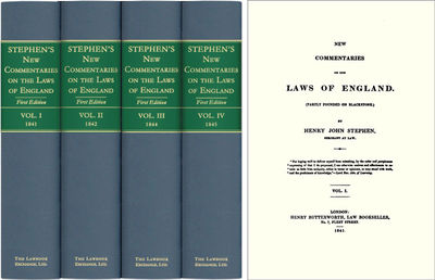 New Commentaries on the Laws of England. 4 Vols