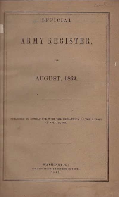 Official Army Register, for August, 1862