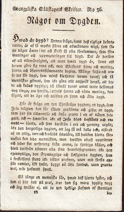 Något om dygden [= rubrik].