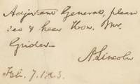President Abraham Lincoln Wants a Unionist Kentucky Congressman to See the Army Adjutant General, Likely to Discuss Kentucky's Military's Role in the War
