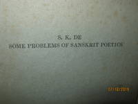 Some Problems Of Sanskrit Poetics