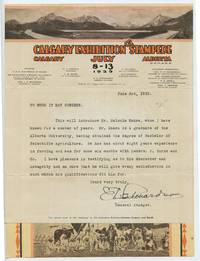 image of Letter of introduction for Malcolm McAra, on Calgary Stampede letterhead, 1929
