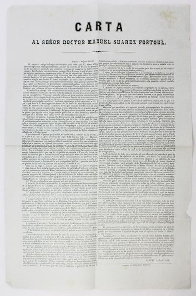 Carta al Señor Doctor Manuel Suarez Fortoul [caption title]