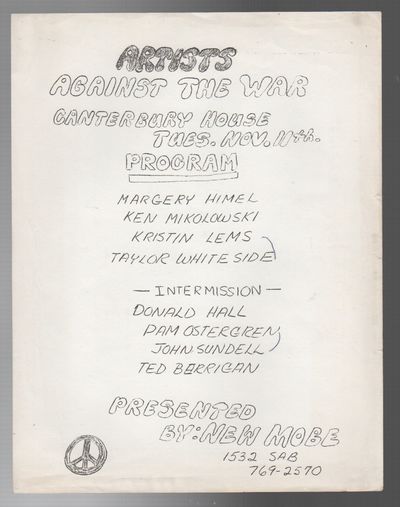 [ARTISTS AGAINST THE WAR - PROGRAM]