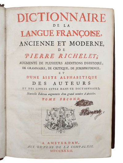 Dictionnaire de la langue françoise, ancienne et moderne... Nouvelle edition augmentée d'un grand nombre d'articles. 2 vols. (photo 2)