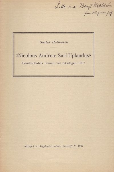 Nicolaus Andreæ Sarf Uplandus