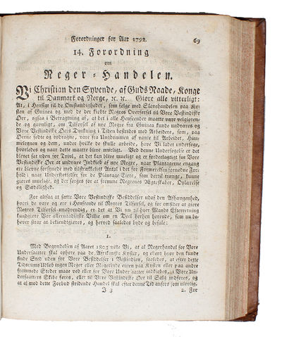 Forordning om Neger=Handelen (i.e. Decree about the Negro-Trade). [In. Kong