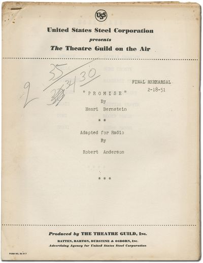 [Radio script]: Promise by Henri Bernstein Adapted for Radio
