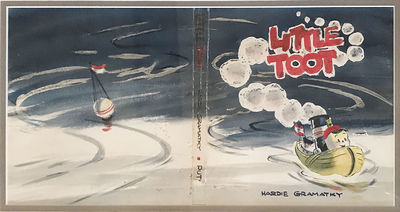 Finished watercolor study for the original dust jacket design of Little Toot, the book was published...